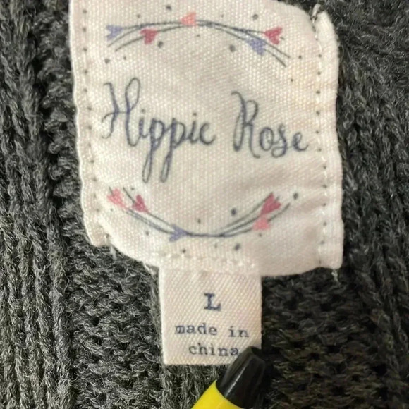 Hippie Rose Women’s Large Acrylic Long Sleeve Dark Gray Cable Knit Sweater - Picture 7 of 9